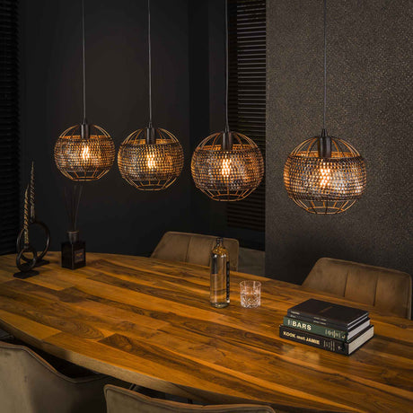 Hanglampen - Hanglamp Alfie 4 - lichts metaal zwart bruin - Dimehouse