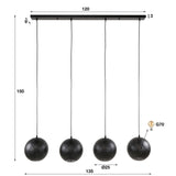 Hanglampen - Hanglamp Zeno 4 - lichts Ø25 metaal zwart - Dimehouse
