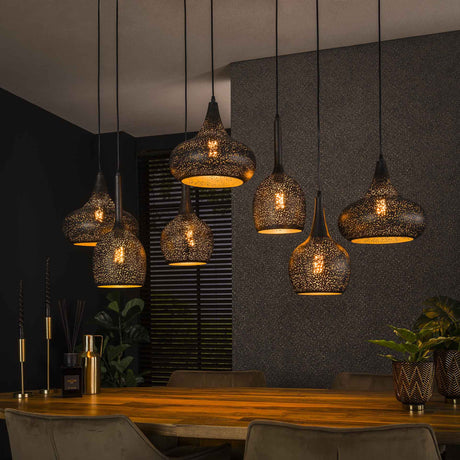 Hanglampen - Hanglamp Zeno 7 - lichts metaal zwart - Dimehouse