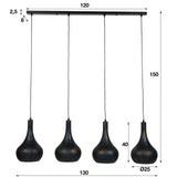 Hängelampe Aya 4 Schwarz-Braun DH Innenraum Braun LxBxH 123x45x28 Schwarzbraun Weiß Fotogrößenangabe