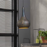 Hängelampe Aya 1 Schwarz-Braun DH Innenraum Braun LxBxH 46x28x27 Schwarzbraun Ambientefoto schräge Vorderansicht