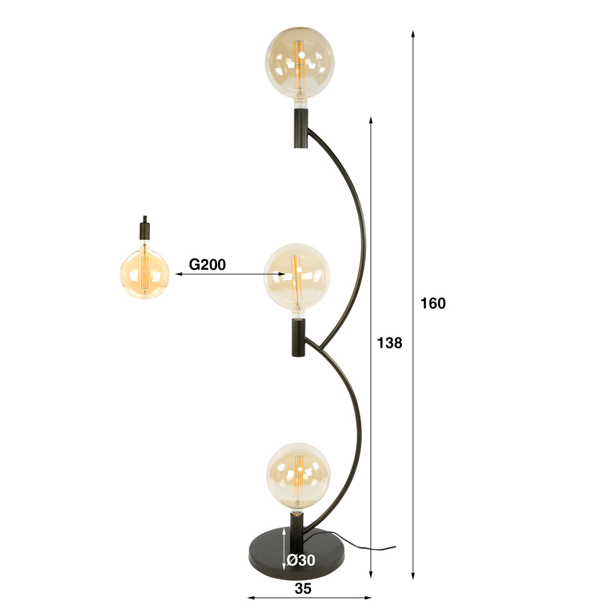 Vloerlampen - Niro Vloerlamp 3 - lichts Sienna bruin - Dimehouse