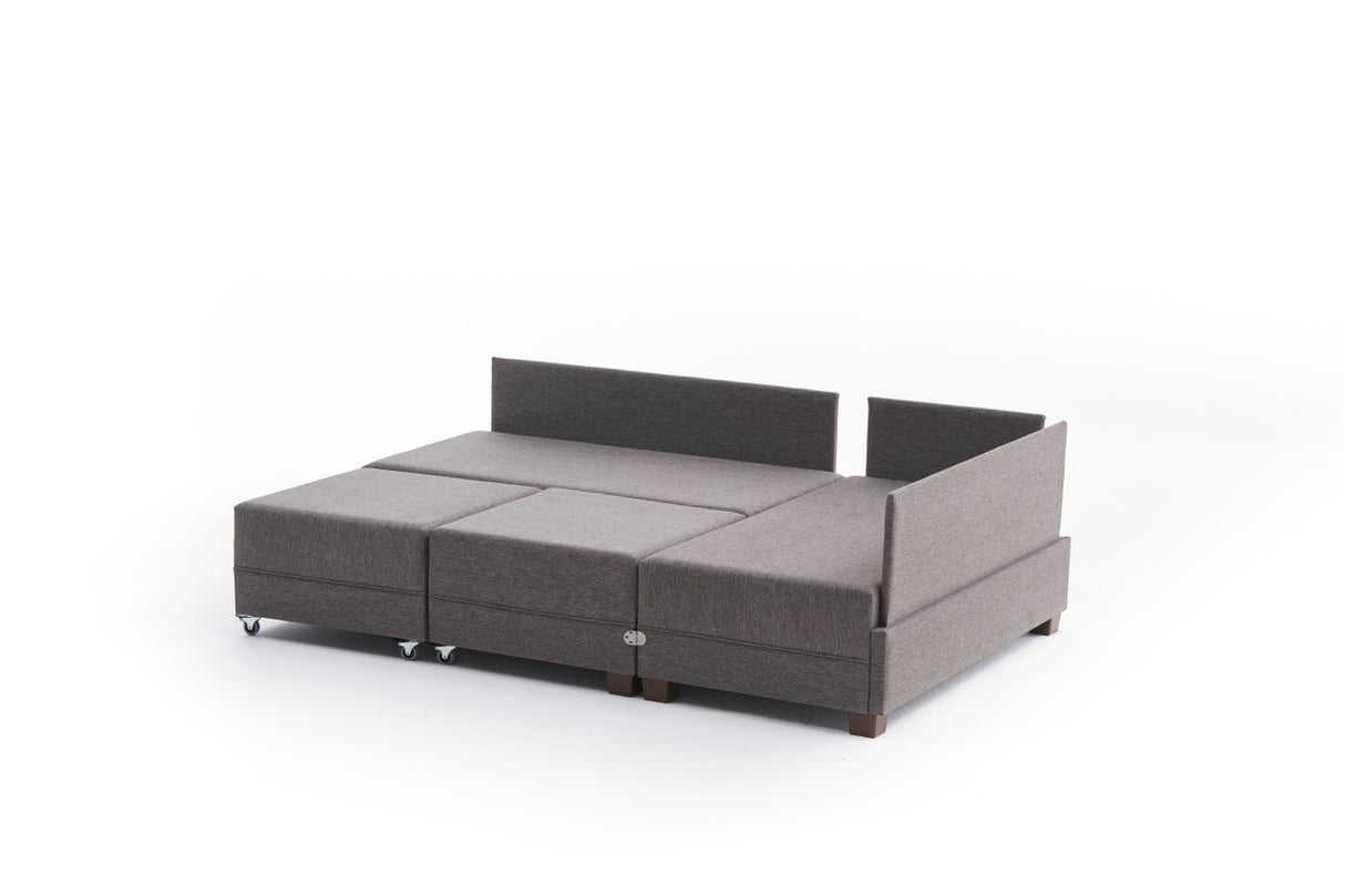 Banken - Slaapbank taupe stof - XXL 280 x 210 - Rechts - Fly - Dimehouse