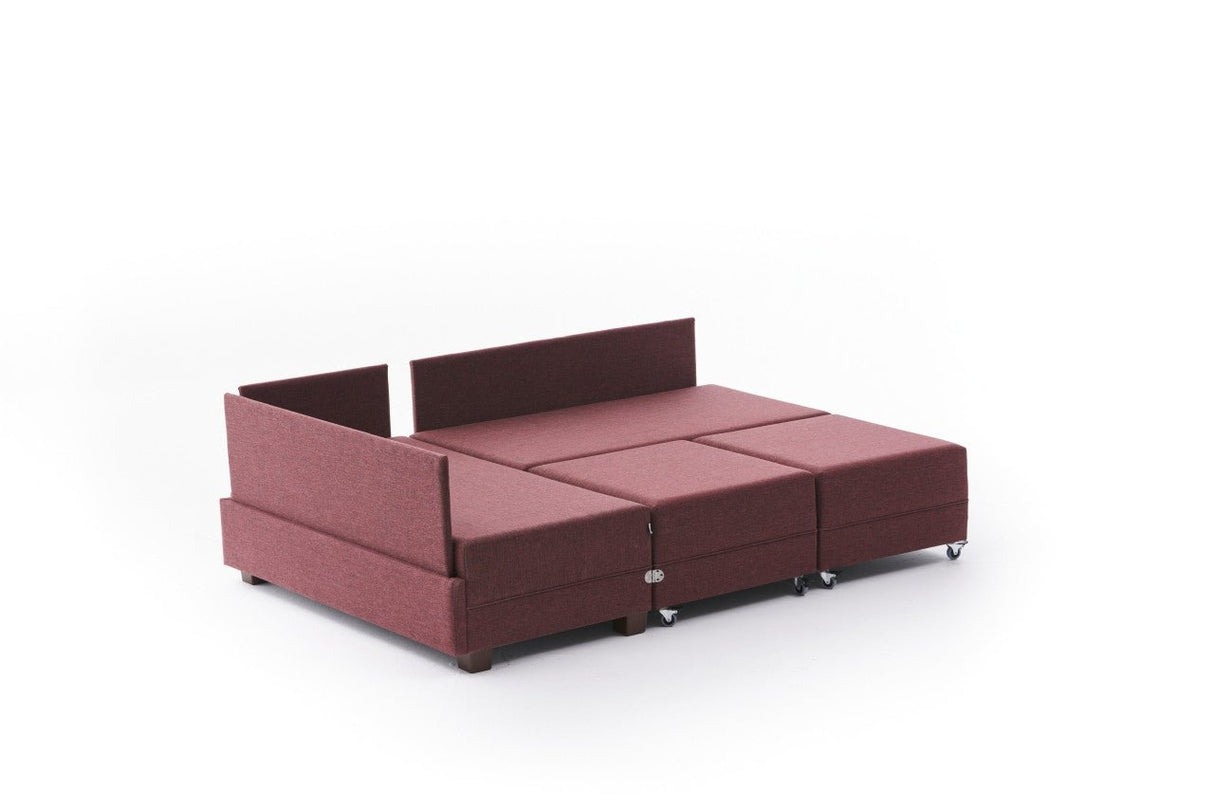 Banken - Slaapbank rood stof - XXL 280 x 210 - Links - Fly - Dimehouse