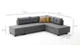 Banken - Slaapbank grijs stof - XL 280x206 cm - met wielen - Rechts - Manama - Dimehouse