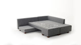 Banken - Slaapbank grijs stof - XL 280x206 cm - met wielen - Rechts - Manama - Dimehouse