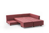 Banken - Slaapbank rood stof - XL 280x206 cm - met wielen - Rechts - Manama - Dimehouse