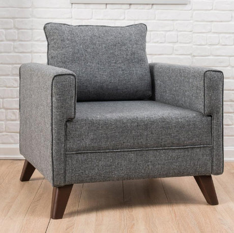 Fauteuils - Landelijke fauteuil Grijs melange geweven stof Bella - Dimehouse