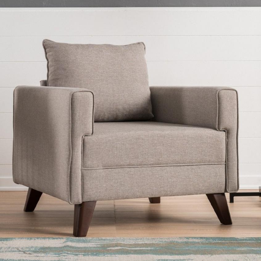 Fauteuils - Landelijke fauteuil Beige melange geweven stof Bella - Dimehouse