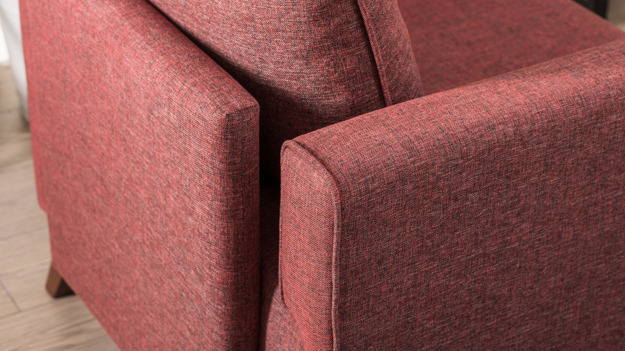 Fauteuils - Landelijke fauteuil Bordeauxrood melange geweven stof Bella - Dimehouse