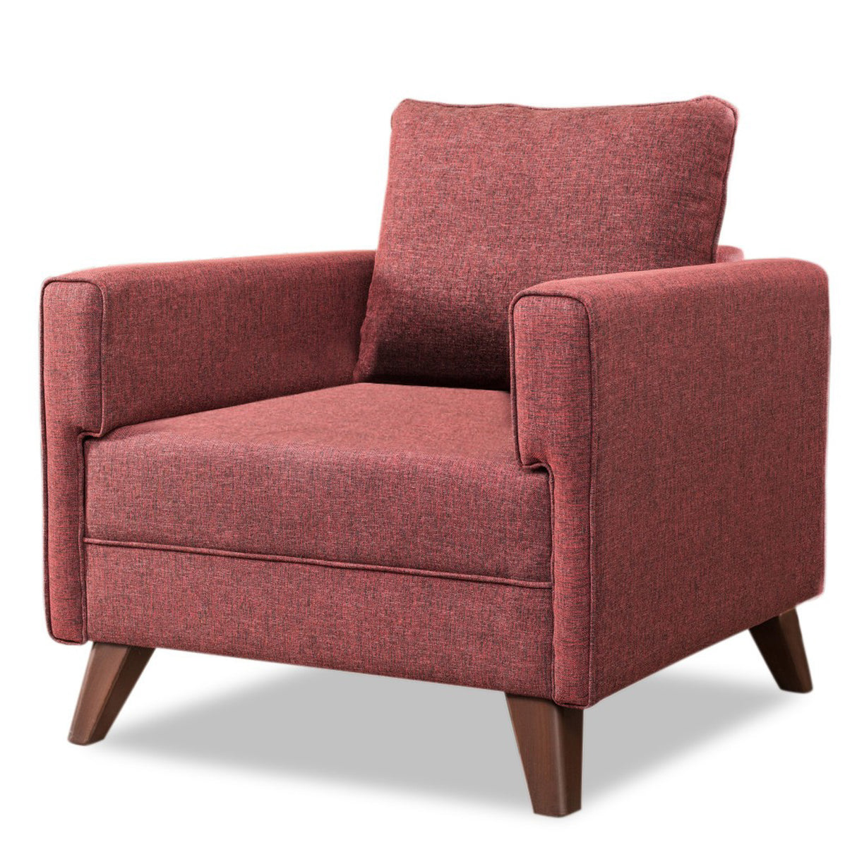 Fauteuils - Landelijke fauteuil Bordeauxrood melange geweven stof Bella - Dimehouse