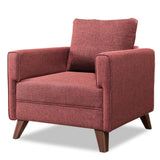 Fauteuils - Landelijke fauteuil Bordeauxrood melange geweven stof Bella - Dimehouse