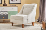Fauteuils - Fauteuil beige chenille stof landelijk klassiek Ella - Dimehouse