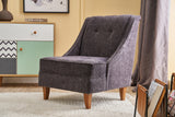 Fauteuils - Fauteuil antraciet chenille stof landelijk klassiek Ella - Dimehouse