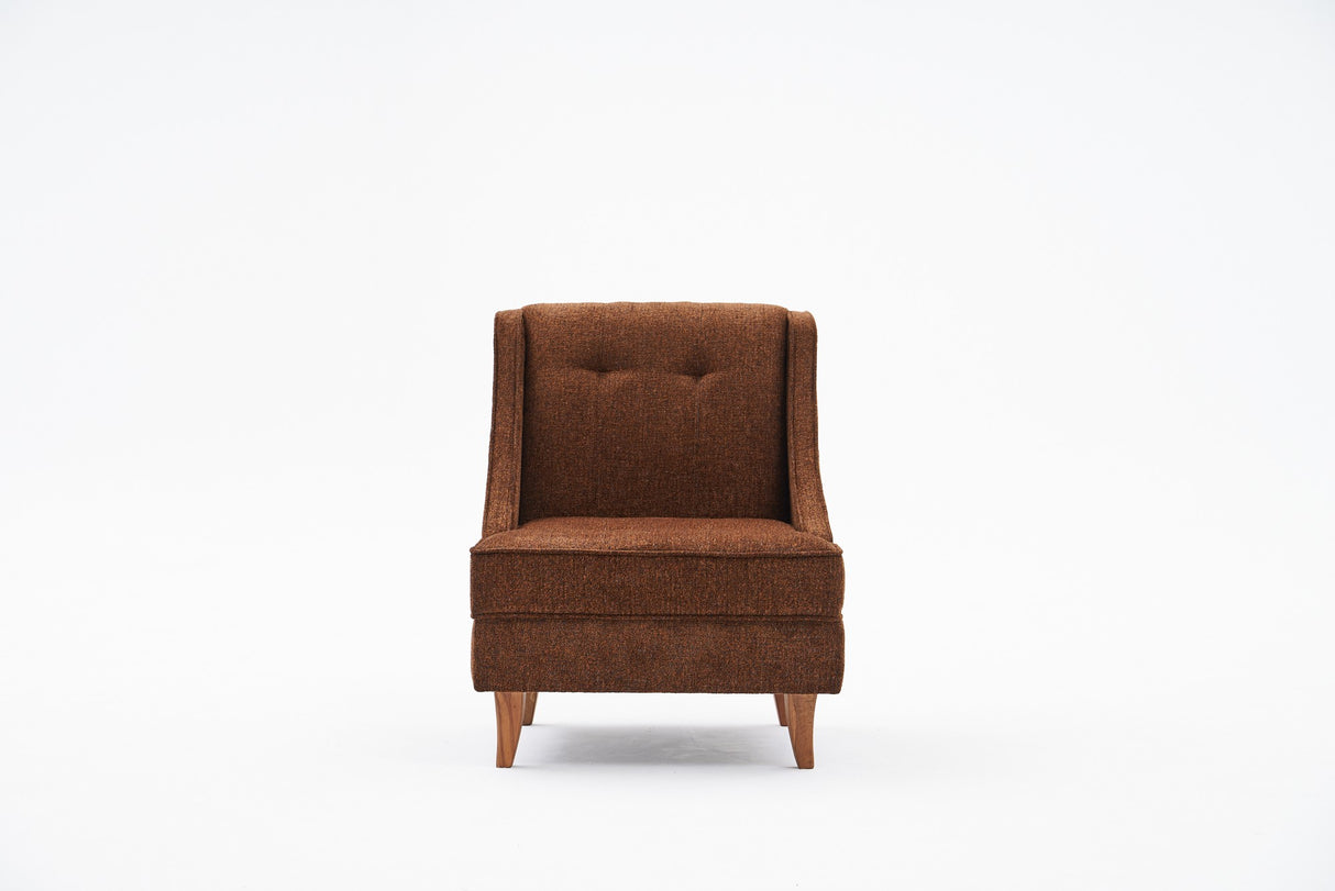 Fauteuils - Fauteuil bruin koper chenille stof landelijk klassiek Ella - Dimehouse