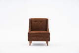 Fauteuils - Fauteuil bruin koper chenille stof landelijk klassiek Ella - Dimehouse