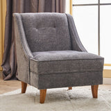 Fauteuils - Fauteuil grijs chenille stof landelijk klassiek Ella - Dimehouse