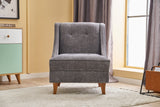 Fauteuils - Fauteuil grijs chenille stof landelijk klassiek Ella - Dimehouse