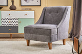 Fauteuils - Fauteuil grijs chenille stof landelijk klassiek Ella - Dimehouse
