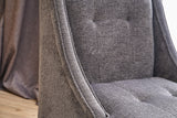 Fauteuils - Fauteuil grijs chenille stof landelijk klassiek Ella - Dimehouse