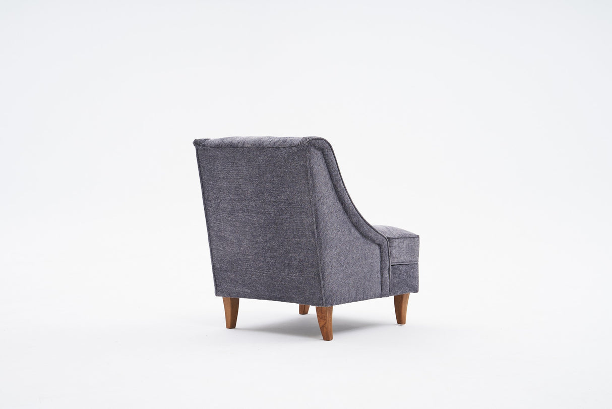 Fauteuils - Fauteuil grijs chenille stof landelijk klassiek Ella - Dimehouse