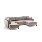 Banken - Slaapbank Beige stof - U - bank - XXL 300x202x152cm - Belen - Dimehouse