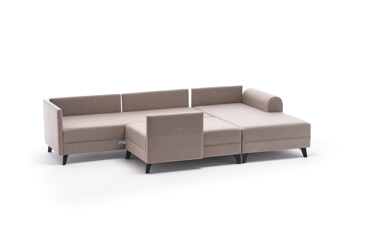 Banken - Slaapbank Beige stof - U - bank - XXL 300x202x152cm - Belen - Dimehouse
