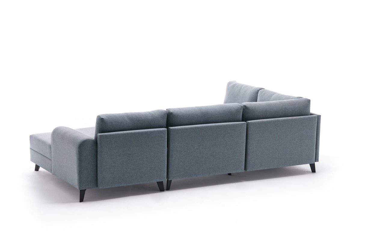 Banken - Slaapbank Blauw stof - U - bank - XXL 300x202x152cm - Belen - Dimehouse