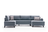 Banken - Slaapbank Blauw stof - U - bank - XXL 300x202x152cm - Belen - Dimehouse