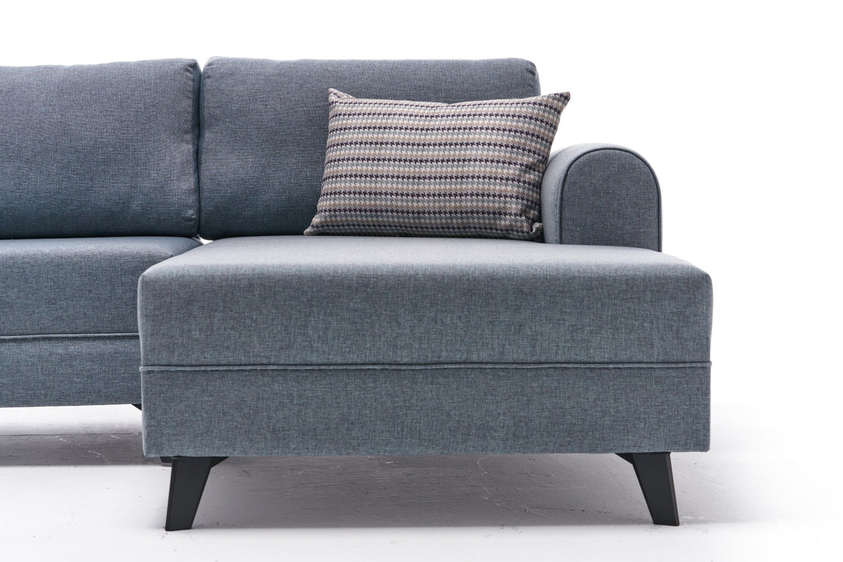 Banken - Slaapbank Blauw stof - U - bank - XXL 300x202x152cm - Belen - Dimehouse