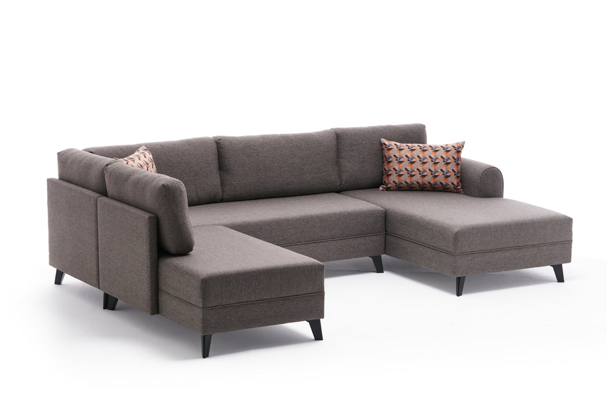 Banken - Slaapbank Taupe stof - U - bank - XXL 300x202x152cm - Belen - Dimehouse