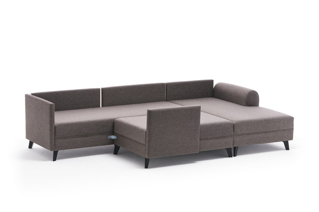 Banken - Slaapbank Taupe stof - U - bank - XXL 300x202x152cm - Belen - Dimehouse