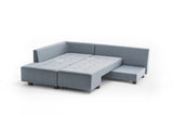 Banken - Slaapbank lichtblauw stof - XL 280x206 cm - met wielen - Links - Manama - Dimehouse