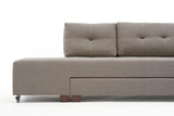 Banken - Slaapbank taupe stof - XL 280x206 cm - met wielen - Rechts - Manama - Dimehouse