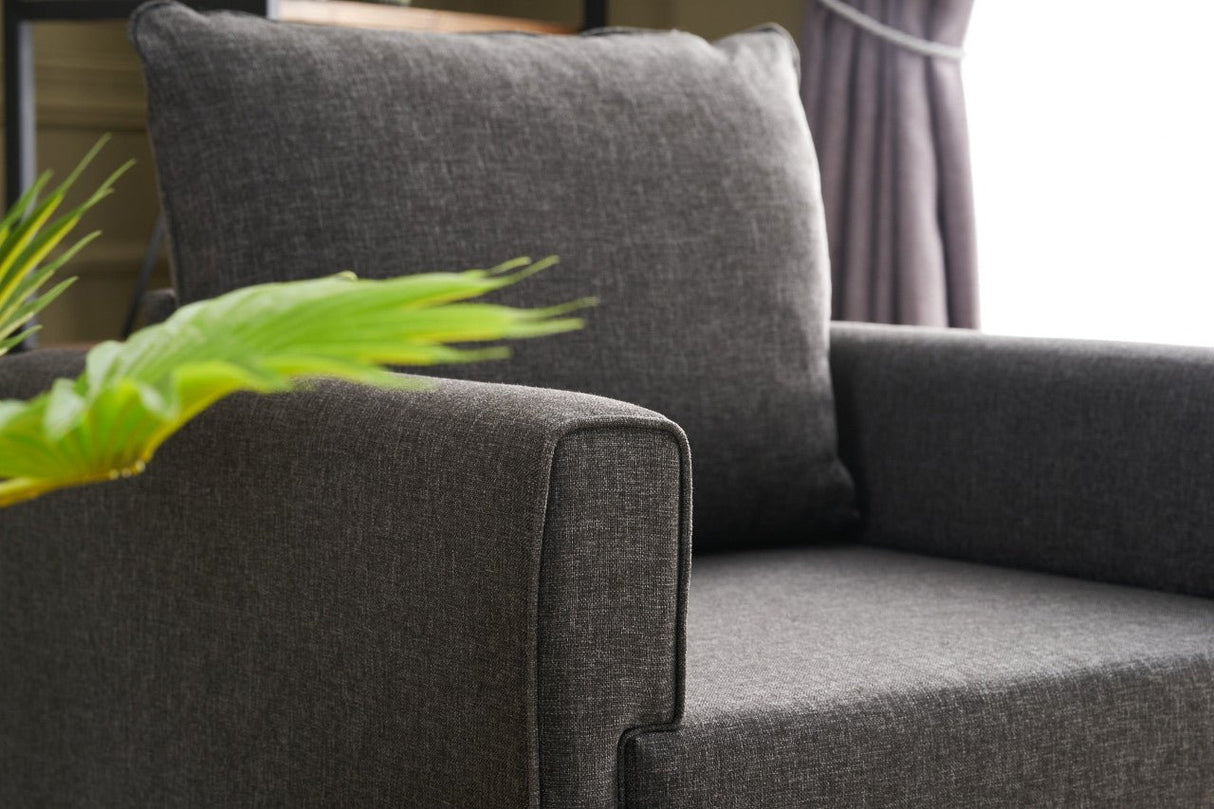 Fauteuils - Landelijke fauteuil Antraciet melange geweven Stof Bella - Dimehouse