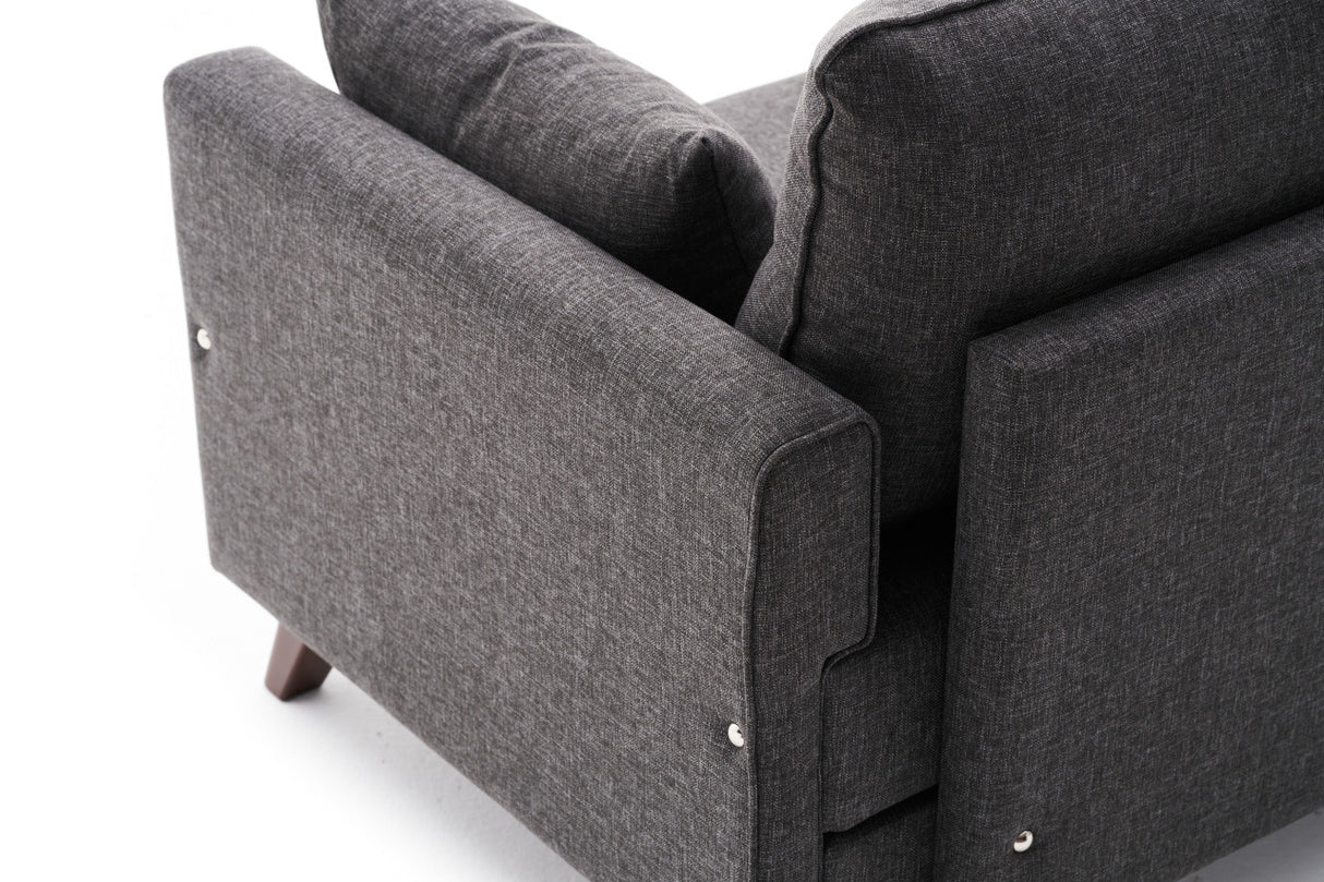 Fauteuils - Landelijke fauteuil Antraciet melange geweven Stof Bella - Dimehouse