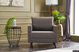 Fauteuils - Landelijke fauteuil Taupe melange geweven stof Bella - Dimehouse