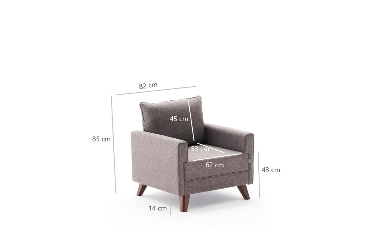 Fauteuils - Landelijke fauteuil Taupe melange geweven stof Bella - Dimehouse