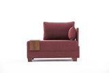 Fauteuils - Moderne Fauteuil Bordeaux Rood Stof Fly - Rechts - Met Houten Tafeltje - Dimehouse
