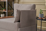 Fauteuils - Moderne Fauteuil Beige Stof Fly - Rechts - Met Houten Tafeltje - Dimehouse