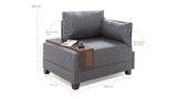 Fauteuils - Moderne Fauteuil Beige Stof Fly - Rechts - Met Houten Tafeltje - Dimehouse