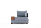 Fauteuils - Moderne Fauteuil Blauw Stof Fly - Rechts - Met Houten Tafeltje - Dimehouse