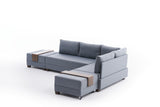 Banken - Slaapbank blauw stof - XXL 280 x 210 - Rechts - Fly - Dimehouse
