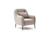 Fauteuils - Scandinavische fauteuil Beige gemêleerde linnen stof met kussen Venus - Dimehouse