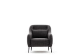 Fauteuils - Scandinavische fauteuil Antraciet gemêleerde linnen stof met kussen Venus - Dimehouse