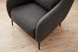 Fauteuils - Scandinavische fauteuil Antraciet gemêleerde linnen stof met kussen Venus - Dimehouse