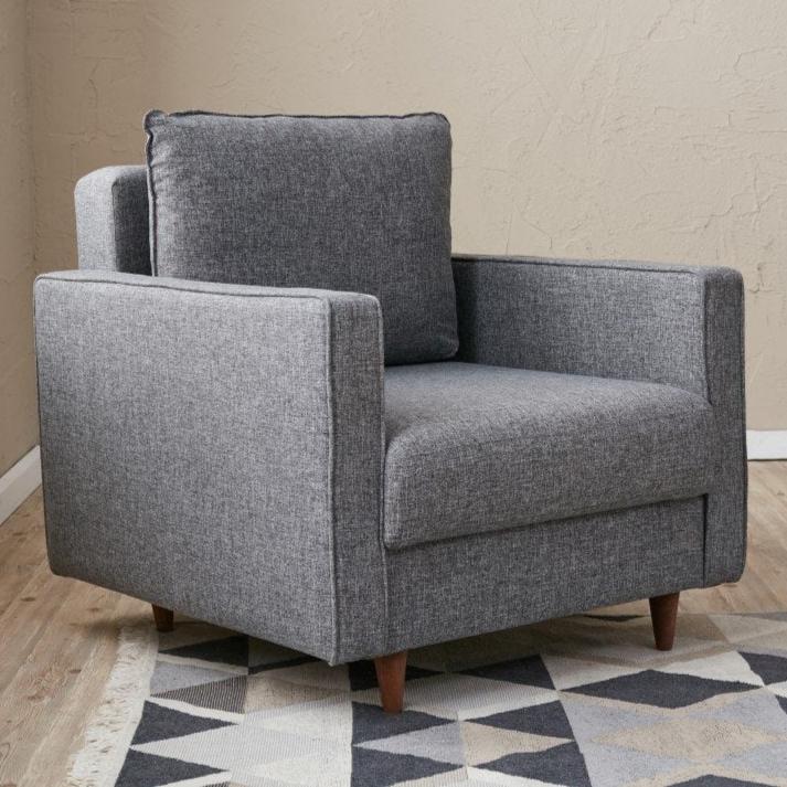 Fauteuils - Modern landelijke fauteuil grijs stof Eva - Dimehouse