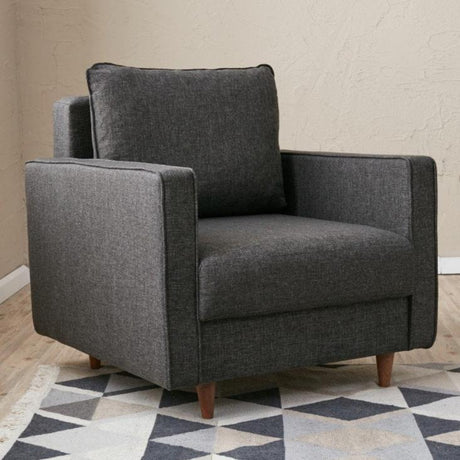 Fauteuils - Modern landelijke fauteuil antraciet stof Eva - Dimehouse