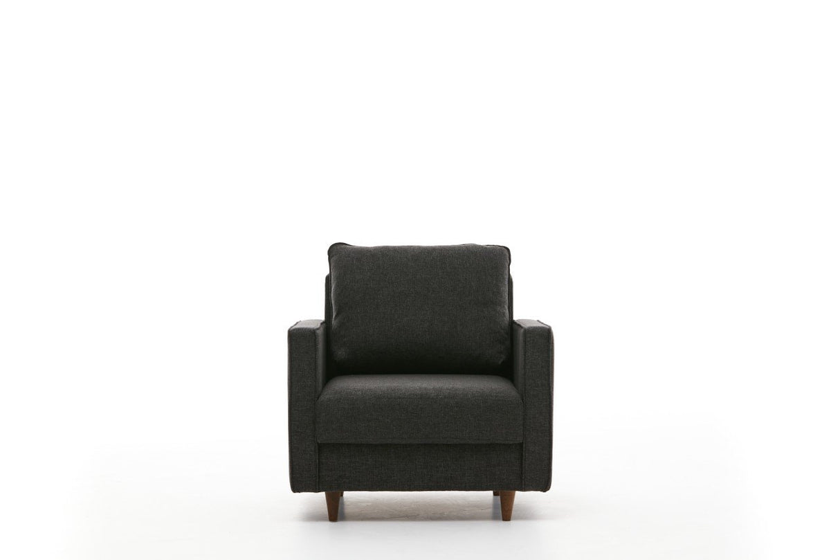 Fauteuils - Modern landelijke fauteuil antraciet stof Eva - Dimehouse