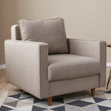 Fauteuils - Modern landelijke fauteuil zandkleurige stof Eva - Dimehouse